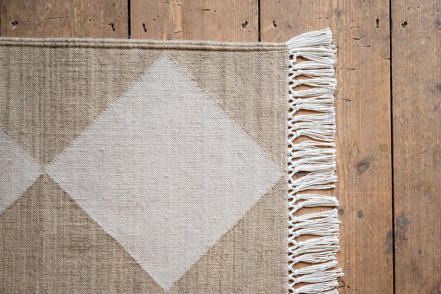 Harlequin Flatweave Rug in Mocha and Dusty Sand