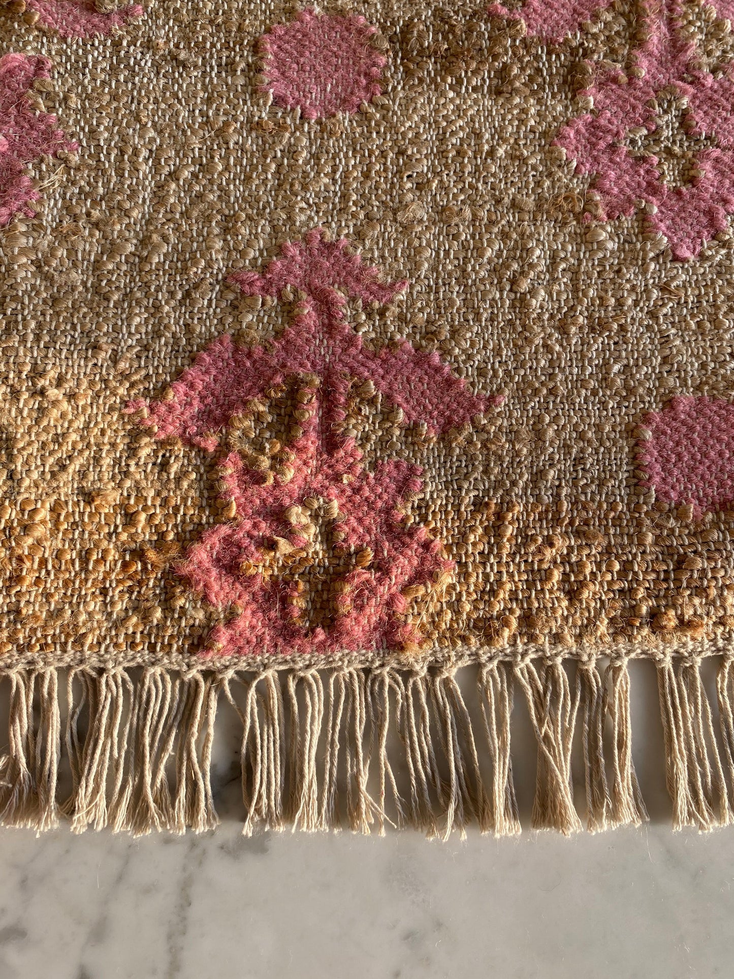 Dusty Pink and Natural Hemp Rug