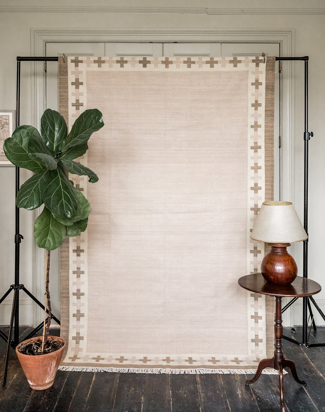 Cross Border Flatweave Rug in Mocha and Dusty Sand