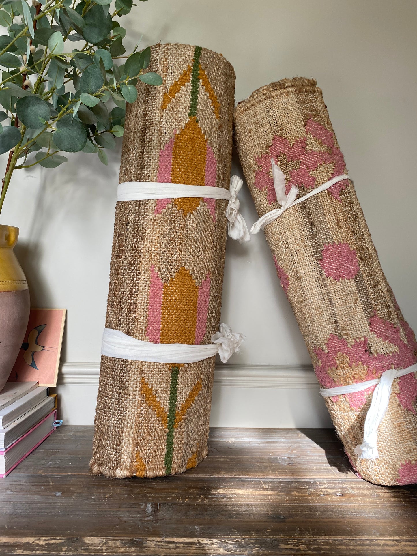 Dusty Pink and Natural Hemp Rug