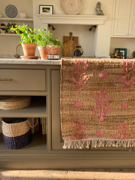 Dusty Pink and Natural Hemp Rug