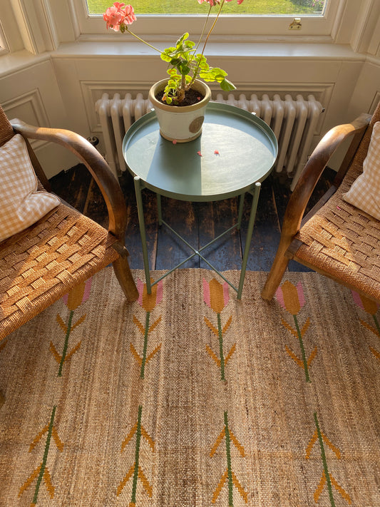 Tulip Jute Rug in Pink and Orange