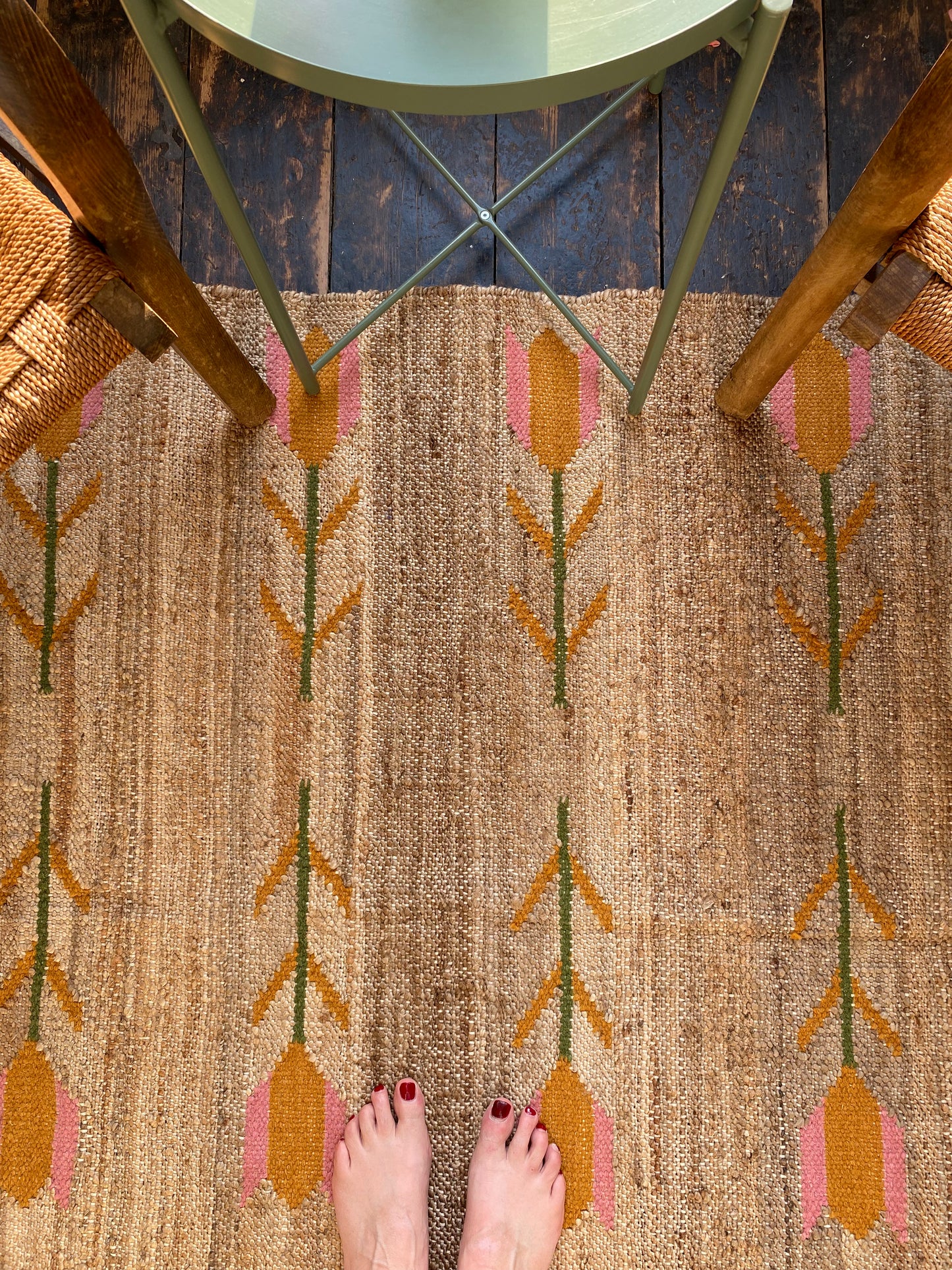 Tulip Jute Rug in Pink and Orange