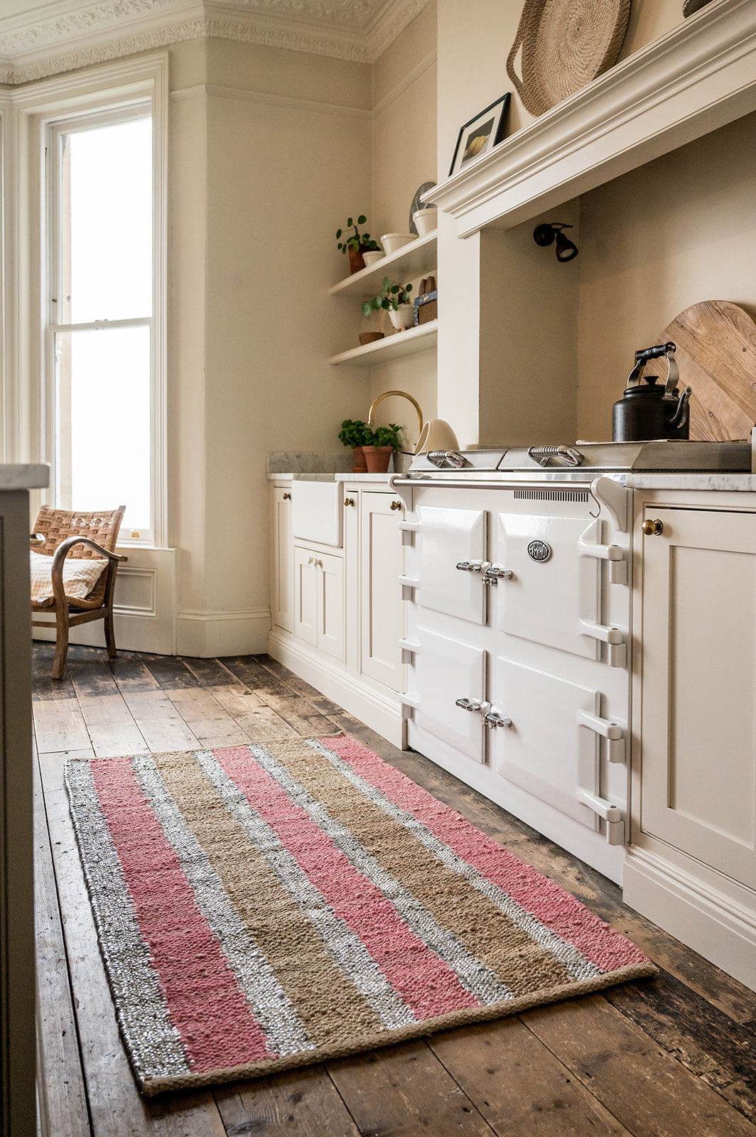 Lipstick Pink and Silver Jute Rug