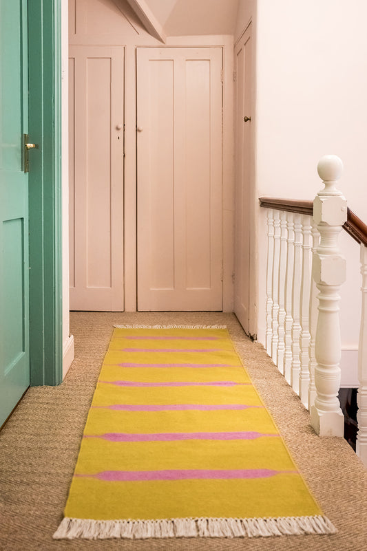 Coleman's Yellow with Pink Stripe Runner